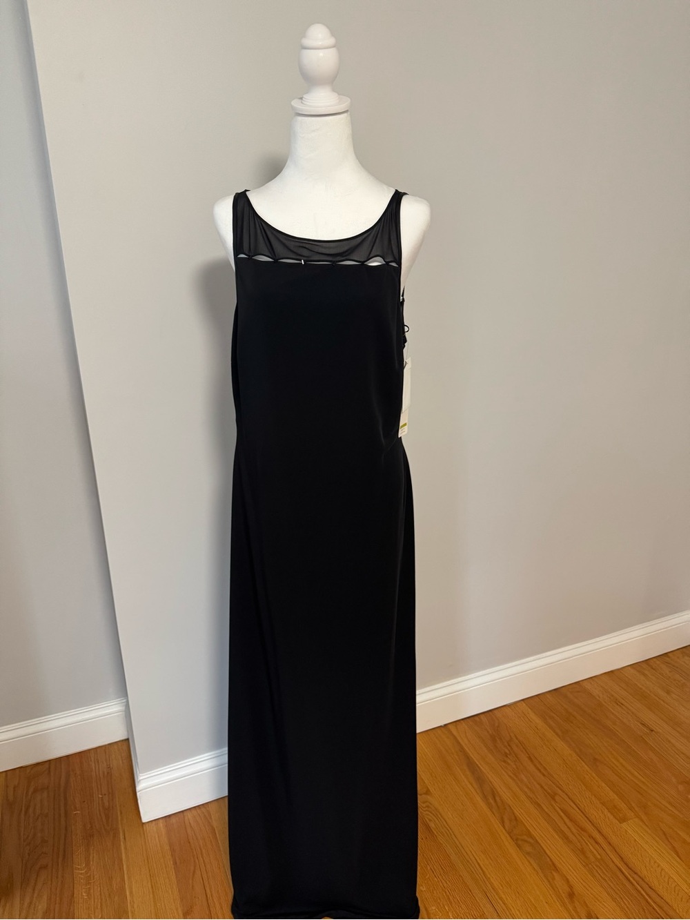 Rimini Black Maxi Dress with Sheer Yoke
